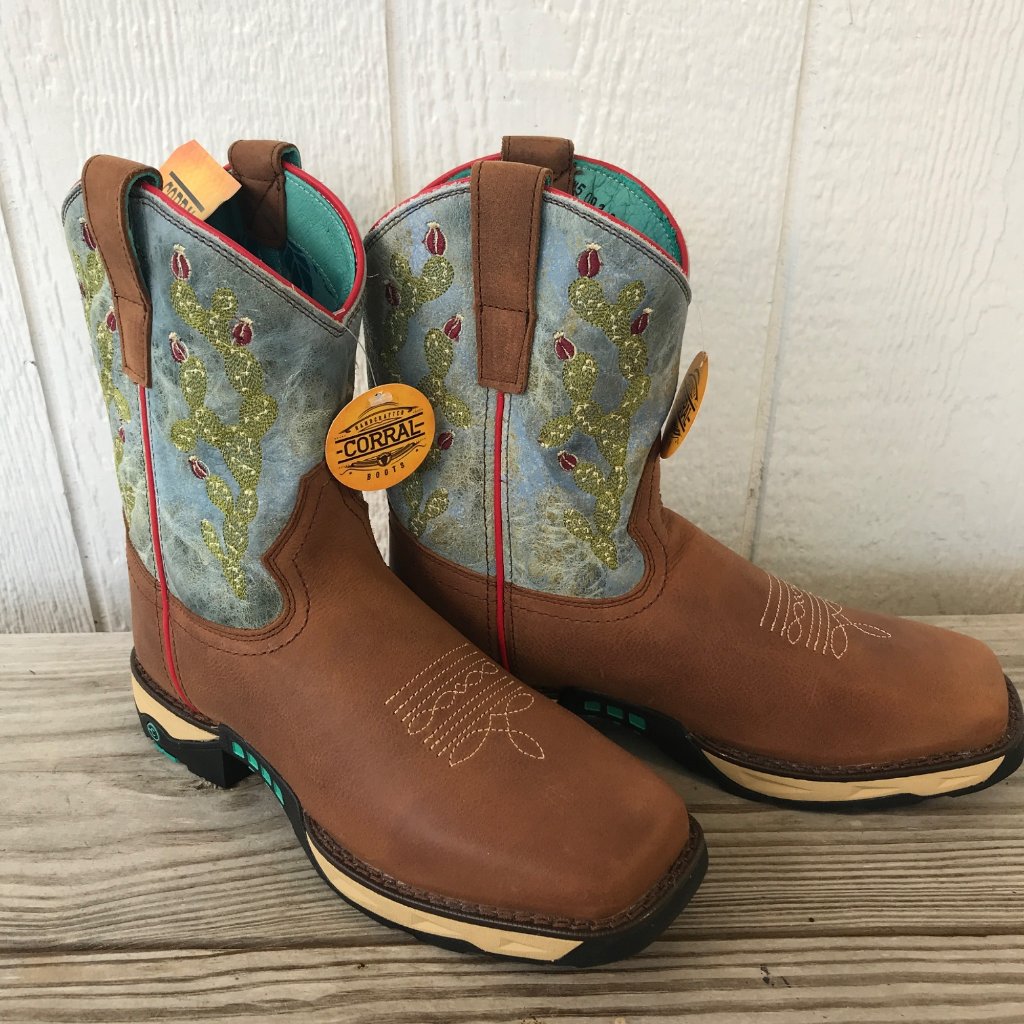 Corral Prickly Pear Cactus Womens Brown Leather Western Boots 8.5 M W5003